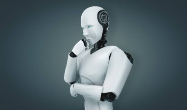 Yapay zeka robotunun bilgi verilerini analiz ettiğini düşünüyorum.