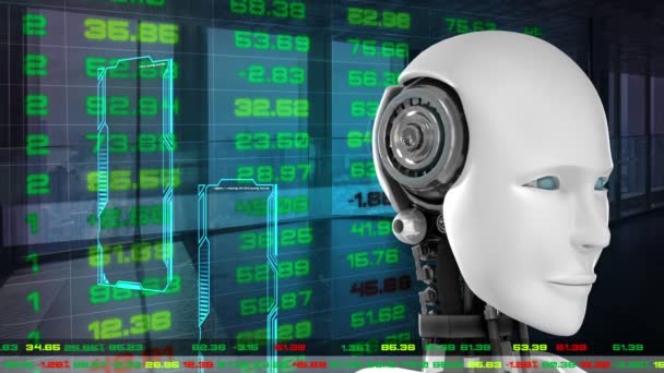 Robot futuriste, intelligence artificielle Analyse et programmation de mégadonnées CGI — Video