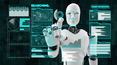 Gelecekçi robot, yapay zeka CGI büyük veri analizi ve programlama