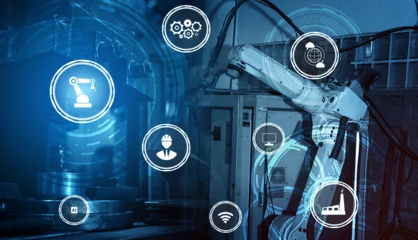 Indústria 4.0 conceito de tecnologia - Fábrica inteligente para a quarta revolução industrial — Fotografia de Stock