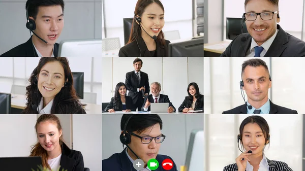 Reunión del grupo de empresarios en videoconferencia —  Fotos de Stock