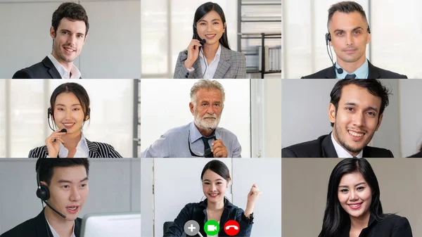 Vergadering groep zakenmensen in videoconferentie — Stockfoto