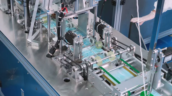 Face mask production line in modern factory