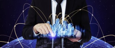 Modern yaratıcı iletişim ve internet ağı akıllı şehirde birleşir