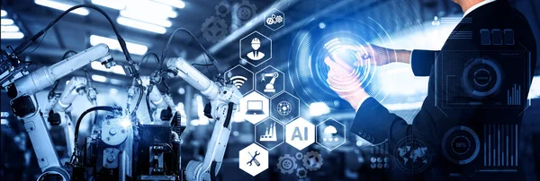 Smart industry robot arms for digital factory production technology — Stock Photo, Image