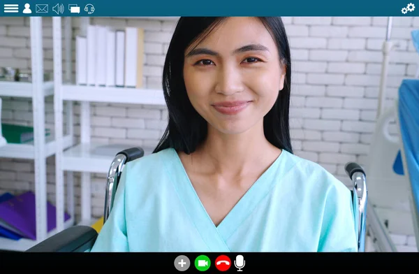 Patient talking on video call for telemedicine service