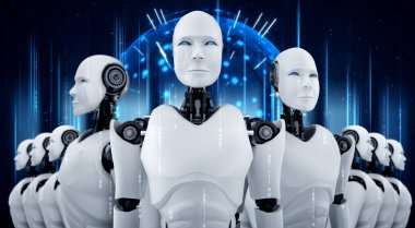 Robot insansı grubun 3 boyutlu çizimi