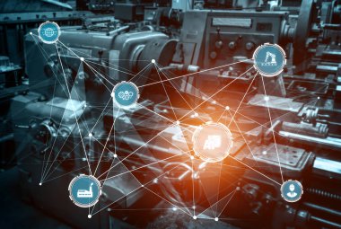 Sanayi 4.0 teknoloji konsepti - Dördüncü endüstriyel devrim için akıllı fabrika