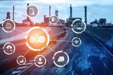 Sanayi 4.0 teknoloji konsepti - Dördüncü endüstriyel devrim için akıllı fabrika