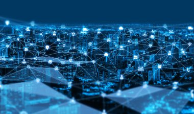 Modern yaratıcı iletişim ve internet ağı akıllı şehirde birleşir