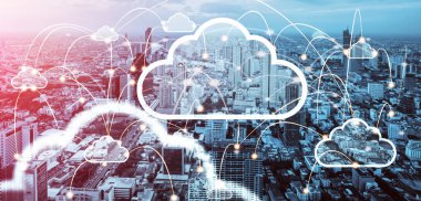 Küresel veri paylaşımı için bulut hesaplama teknolojisi ve çevrimiçi veri depolama.