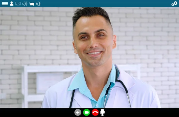 Doctor talking on video call for telemedicine and telehealth service
