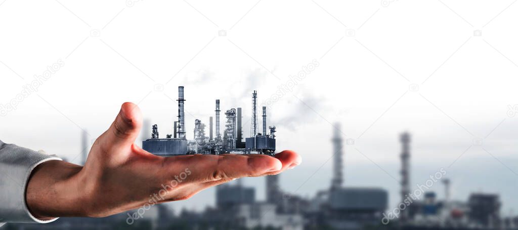 Future factory plant and energy industry concept.