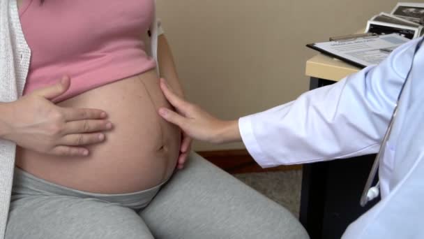 Έγκυος γυναίκα και γυναικολόγος γιατρός στο νοσοκομείο — Αρχείο Βίντεο