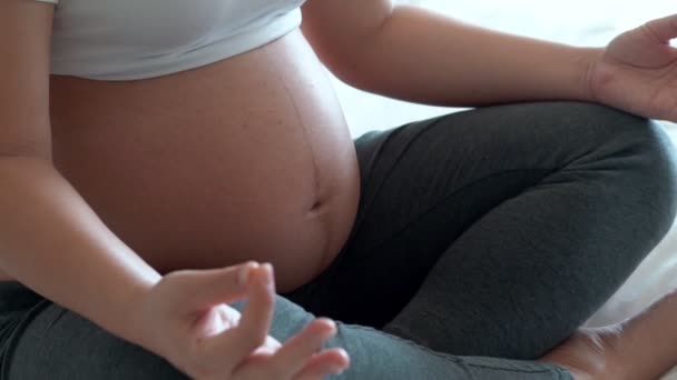 Bonne femme enceinte et attend bébé à la maison. — Video