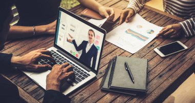 E-öğrenim ve Çevrimiçi İş Sunum Toplantısı Kavramı.