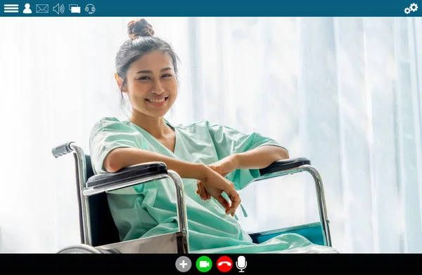 Patient talking on video call for telemedicine service