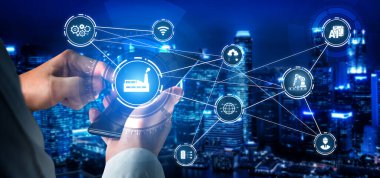 Sanayi 4.0 teknoloji konsepti - Dördüncü endüstriyel devrim için akıllı fabrika