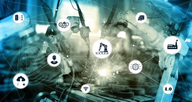 Sanayi 4.0 teknoloji konsepti - Dördüncü endüstriyel devrim için akıllı fabrika