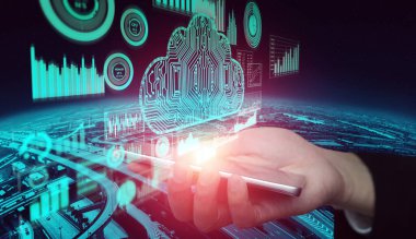 Küresel veri paylaşımı için bulut hesaplama teknolojisi ve çevrimiçi veri depolama.