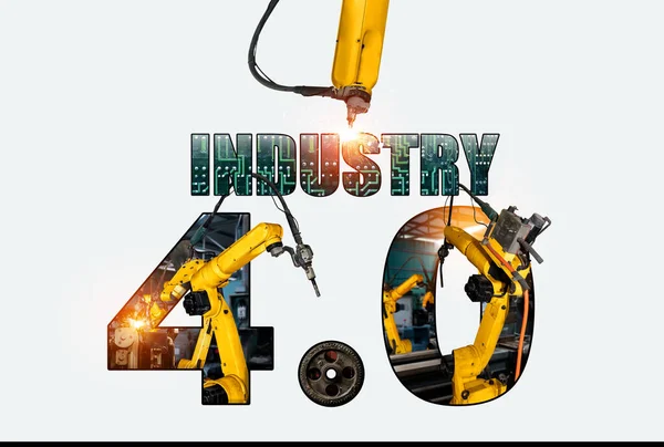 Inteligentní průmysl robotické zbraně pro digitální tovární výrobní technologie — Stock fotografie