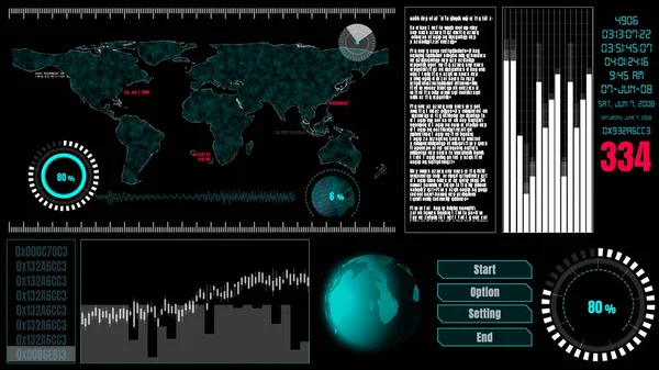 Futuristic user interface dashboard for big data analytic in information chart — Stock Photo, Image