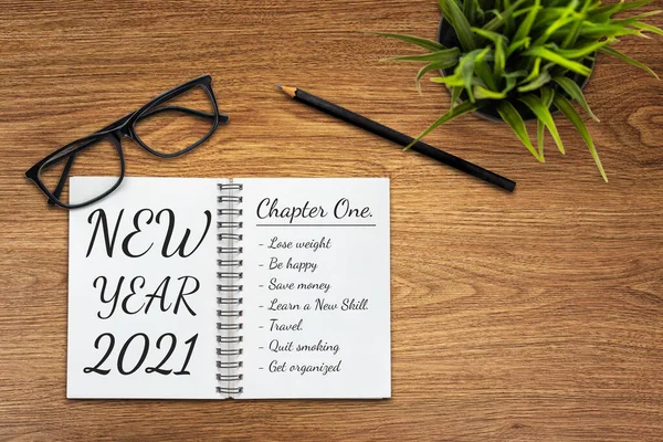 2021年快乐新年决心目标列表 — 图库照片