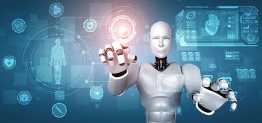 Gelecekteki tıbbi teknoloji yapay zeka robotu tarafından kontrol ediliyor.