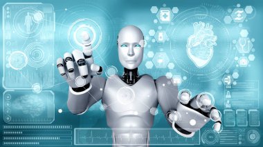 Gelecekteki tıbbi teknoloji yapay zeka robotu tarafından kontrol ediliyor.