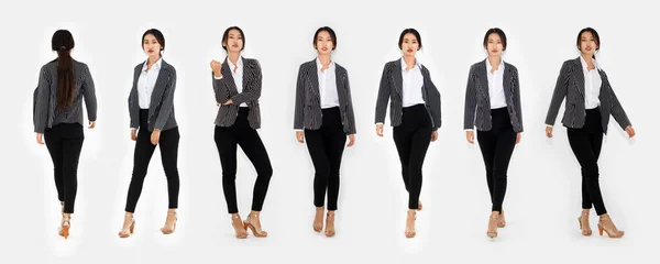 Different pose of same Asian woman full body portrait set — Stock Photo, Image