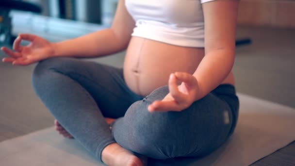 Active pregnant woman exercise in fitness center. — Stock Video