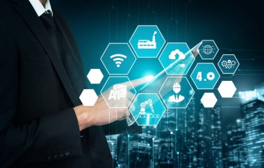 Sanayi 4.0 teknoloji konsepti - Dördüncü endüstriyel devrim için akıllı fabrika