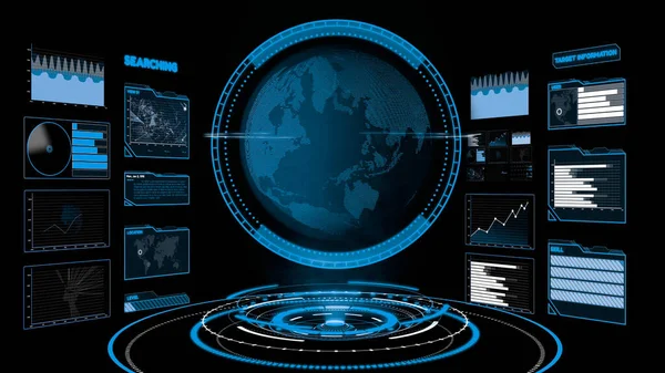 Futuristic user interface dashboard for big data analytic in information chart — Stock Photo, Image