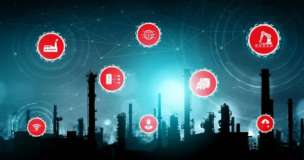 Ipar 4.0 technológiai koncepció - Intelligens gyár a negyedik ipari forradalomért — Stock Fotó
