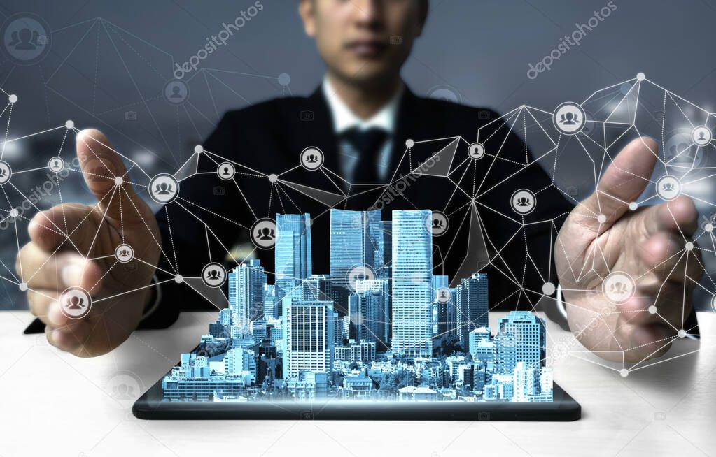 The modern creative communication and internet network connect in smart city