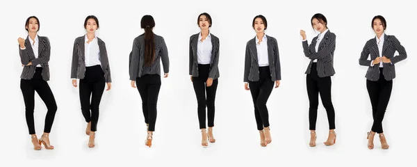 Different pose of same Asian woman full body portrait set — Stock Photo, Image