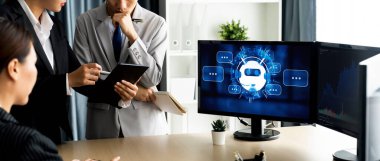 Chatbot yazılım uygulaması canlı çevrimiçi iş için otomatik olarak müşteri sorularına cevap verir