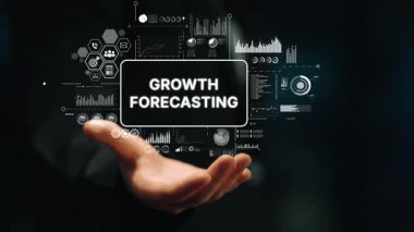 Innovative Hand Gesture with Digital Interface for Business Growth Forecasting Concepts and Data Visualization Techniques. Asymptotic smart data analytic.