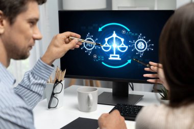 Yapay zeka etik standart hukuk ve bilgisayar ekranındaki kurallar yapay zeka etik şeffaflığının teknoloji suçunu önlediğine dair rapor sunuyor. canlı