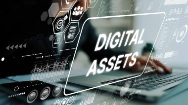 Modern Technology Concept of Digital Assets Management with Data Visualizations and Analytics in a Business Environment. Asymptotic smart data analytic.