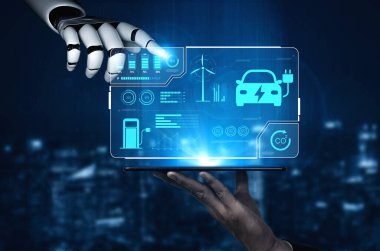 AI, pilin durumunu takip ederek EV şarj gösterge panelini yönetir, yenilenebilir güç kullanımını optimize eder ve akıllı enerji izleme aracılığı ile karbon emisyonlarını azaltır.