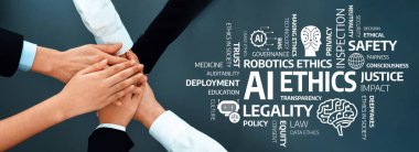 A dynamic visual representation emphasizing the collaboration and principles of AI ethics, highlighting key themes of transparency, safety, and justice for ethical technology development. Amity