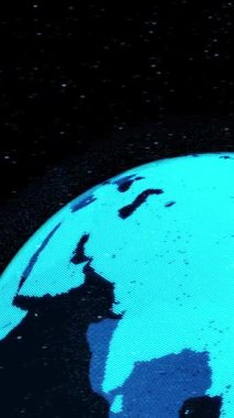 Uzayda dijital Dünya 'nın üç boyutlu yörünge dönüşü ağ teknolojisi kavramını gösteriyor. İnternet 'e bağlanan küresel hareket grafiği küresel iletişim ve bağlantı ağını sunar.