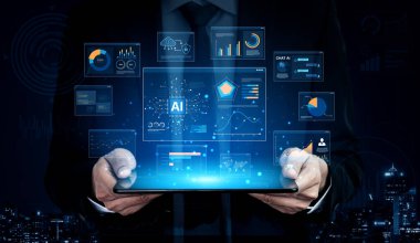 LLM Teknoloji, Büyük Veri, Makine Öğrenme, İş Desteği için Üretici AI, Geleceğin AI Teknolojisi ve Yapay Zeka Mühendisliği Asistan Beyin İşlemcisi. Eğri