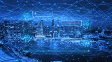 Yapay zeka sohbet robotu arayüzü otomatik kullanıcı desteği ve bilgi alışverişi için iletişimi, sohbet robotunu ve yapay zeka etkileşimini kolaylaştırır.