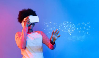 A young person engages with virtual reality technology, illustrating the intersection of generative AI and data management concepts in a vibrant and futuristic learning environment. XDMCP