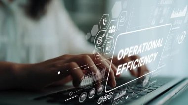 Digital Transformation Concept with Focus on Operational Efficiency and Data Analysis in Modern Workspace Environment. Asymptotic smart data analytic.