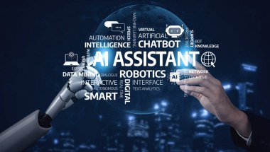 A visually striking representation of AI assistant technology, showcasing the synergy between human and robotic interaction in a modern digital landscape. Tessel