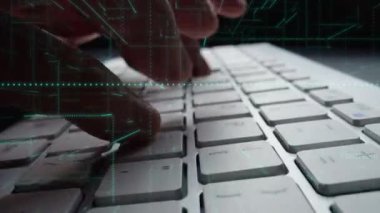 A close-up view of a computer keyboard with abstract data streams and glowing code elements. Ideal for themes related to technology, programming, and digital innovation. Xenic