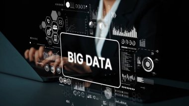 Modern Ofis Ortamı 'nda Grafik ve Grafiklerle Dijital Ekranda Büyük Veri Analizi. Asemptotik akıllı veri analitiği.